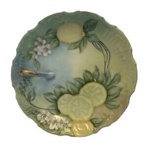 Spring Nappy Trinket Dish Lemon Gold Handle Signed ‘69 Hand Painted Porcelain